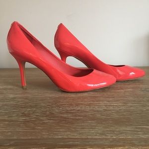 Coach bright coral patent leather pumps